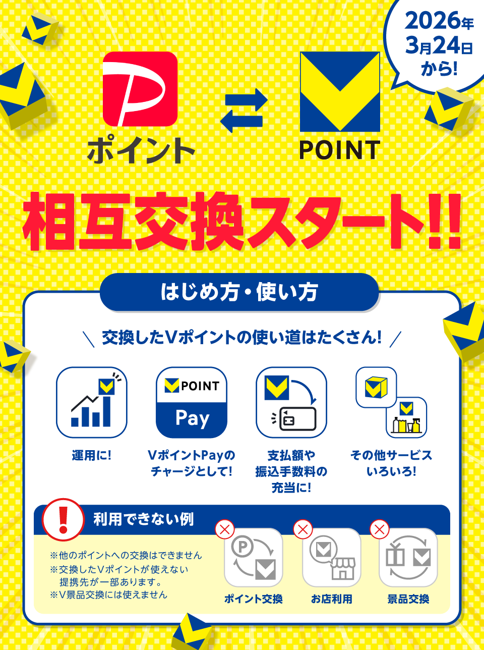 PayPayポイントとVポイントの相互交換スタート!!